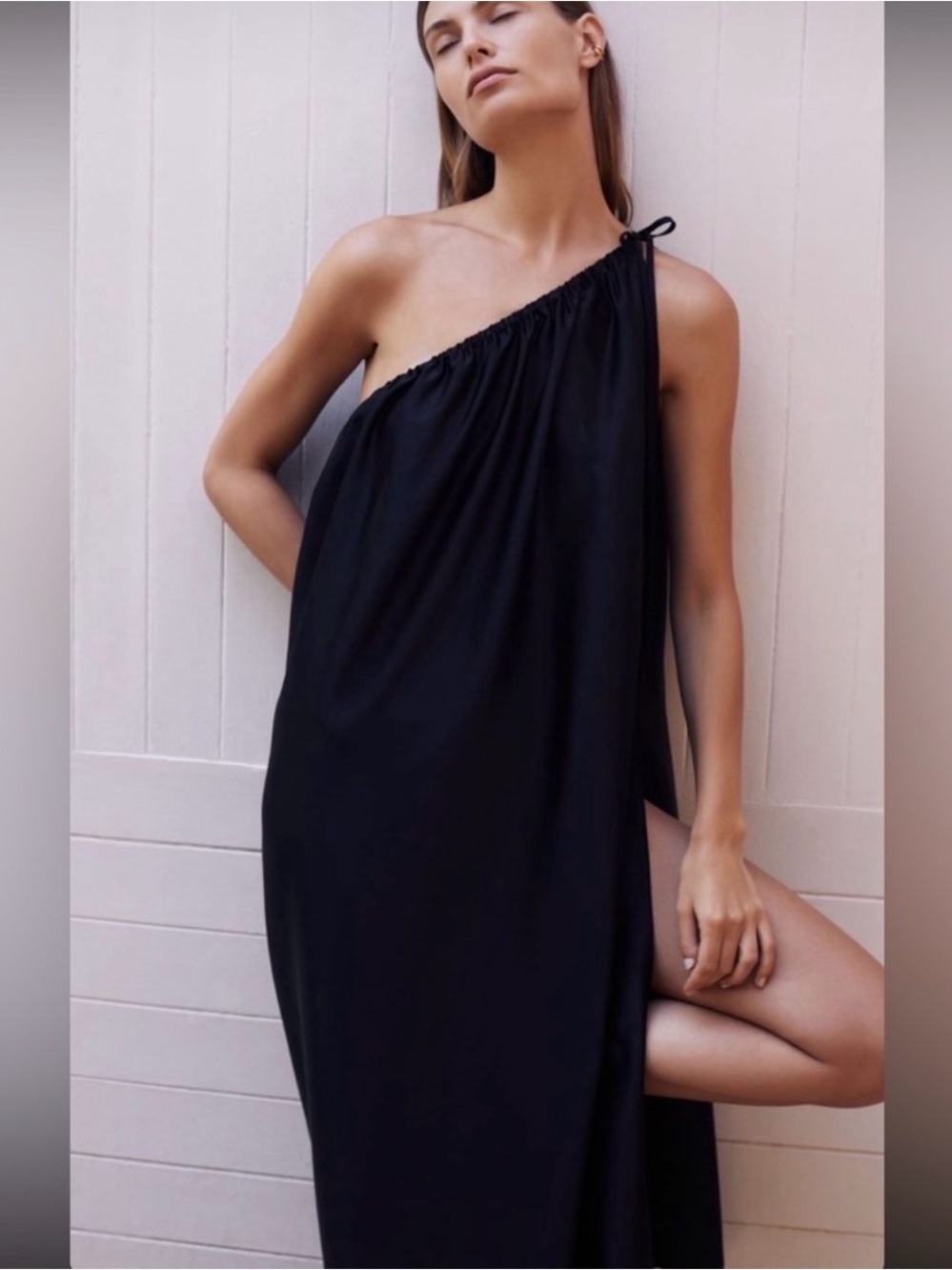 Elegant Black Silk Resort Wear Dress/Skirt, S
